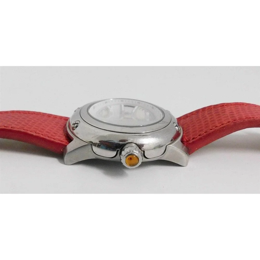Glam Rock‎ GR30003 Large Silver Face Watch Red Reptile Leather Strap